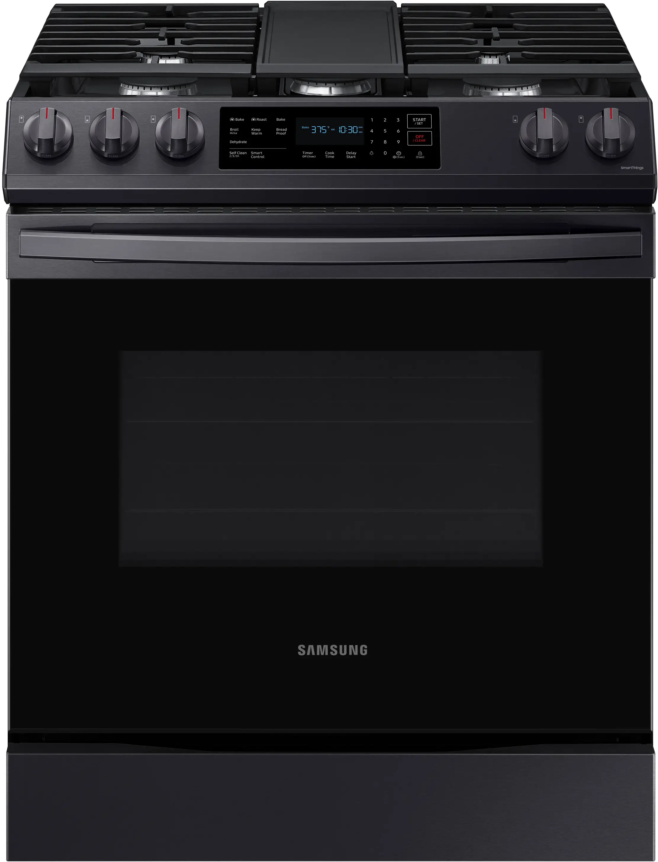 Samsung NX60T8311SG 30 Inch Slide-In Gas Smart Range with 5 Sealed Burners,  6 Cu. Ft. Oven Capacity, Storage Drawer, Self Clean, Integrated Cast-Iron  Griddle, Ready2Fit™ Guarantee, and Star-K Certified: Fingerprint Resistant  Black