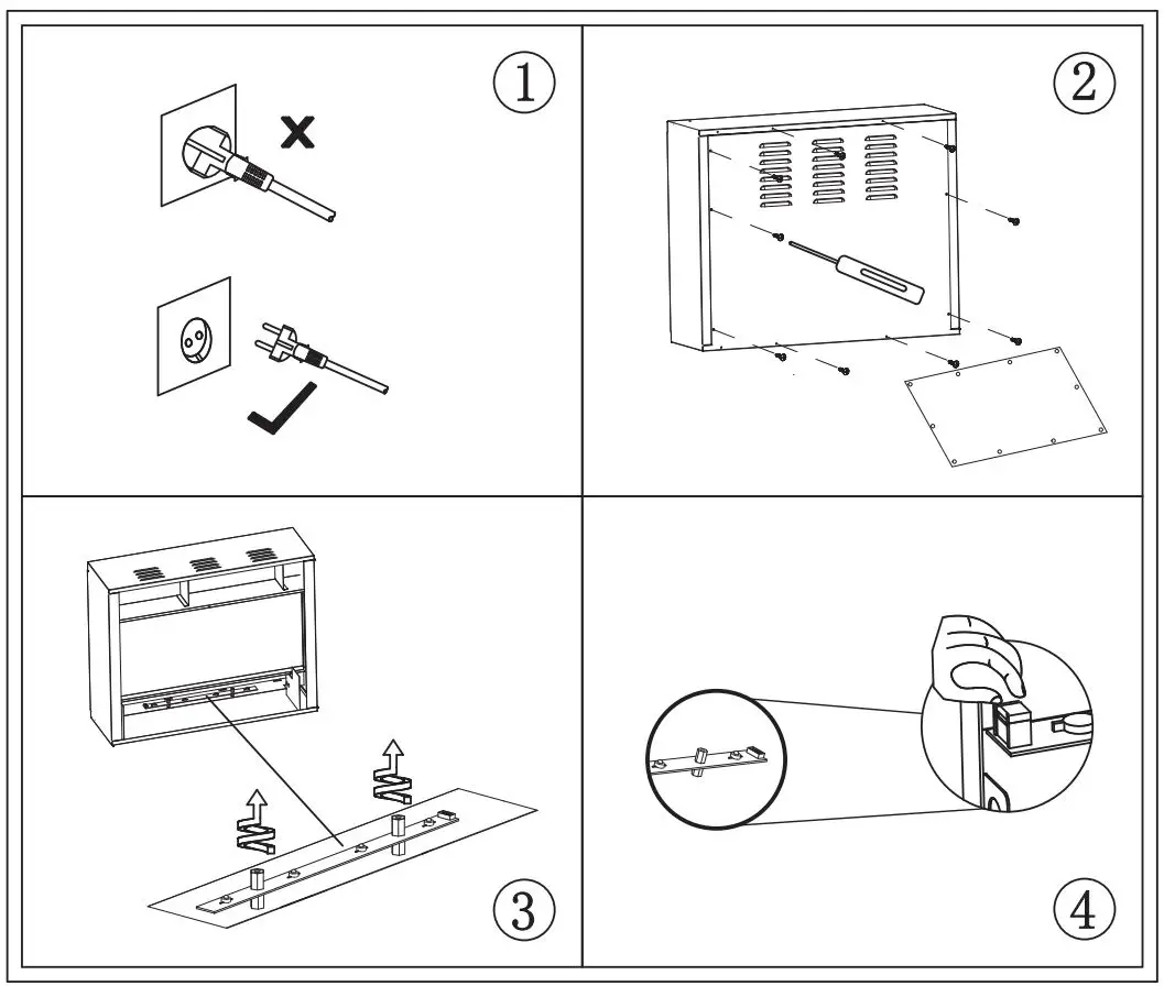UNBRANDED D-W331S00052 Black Farmhouse Fireplace TV Stand Instruction Manual - How to use