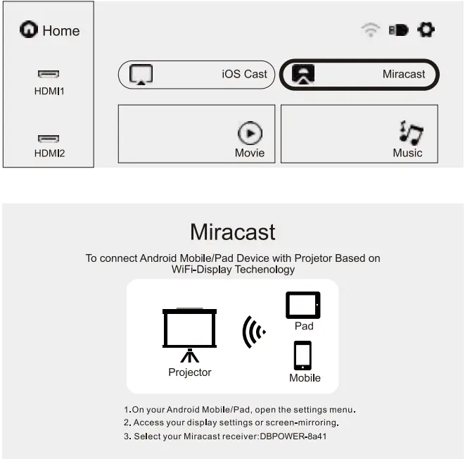 DBPOWER Native 1080P WiFi Projector-18