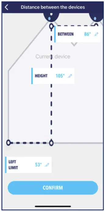 Distance between the device