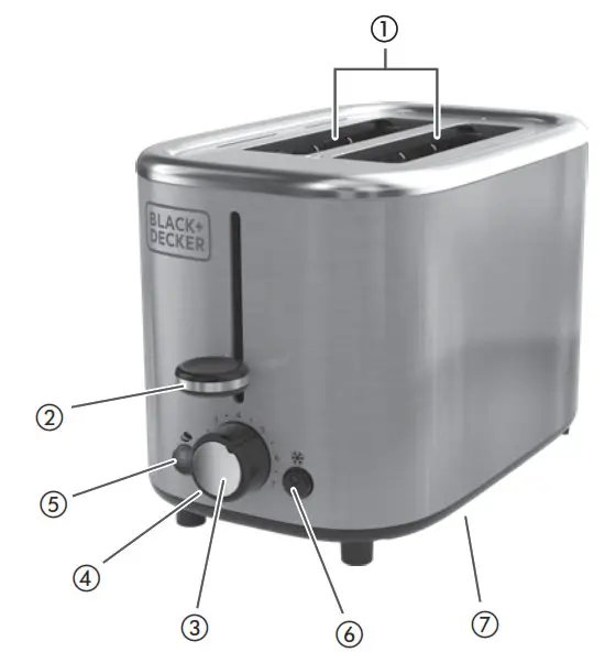 BLACK DECKER Brushed Stainless Steel Toastser