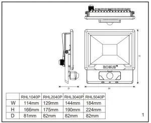 ROBUS RHL1040P-04 Hilume LED Flood Light with PIR - figure 1