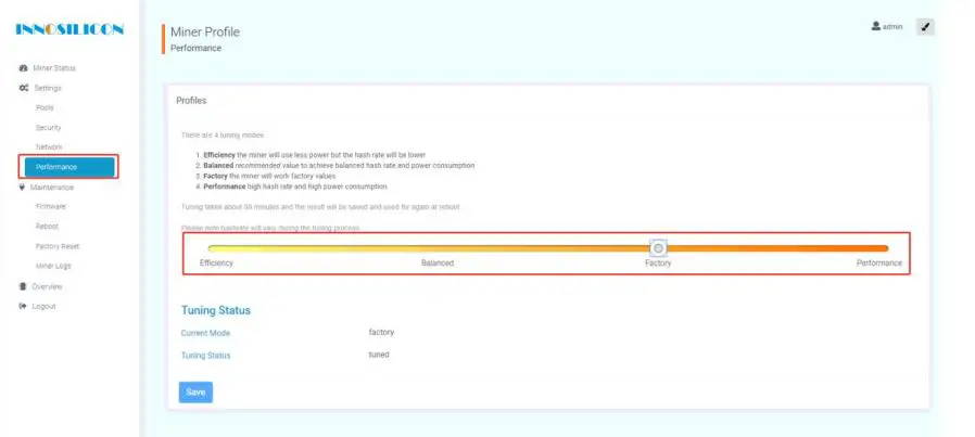 INNOSILICON T2TS-26T BTC Miner Bitcoin Miner 1980W SHA-256 include PSU and Power Cord - Change the operation mode