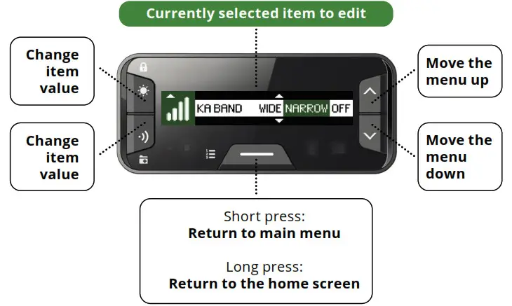 GENEVO-PRO II Advanced Radar Detector- SETTING SUBMENU