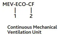 nuaire MEV-ECO-CF Continuous Mechanical Extract Unit Installation Guide - Code Description