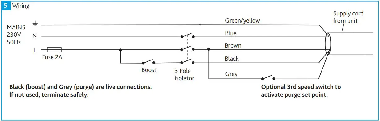 nuaire MEV-ECO-CF Continuous Mechanical Extract Unit Installation Guide - Wiring Diagrams