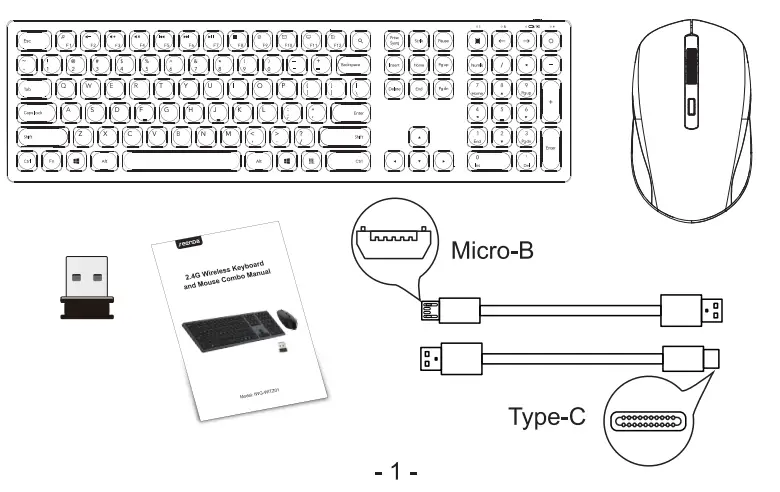 SeenDa IWG-WJTZ01 2.4G Wireless Keyboard and Mouse Combo fig2