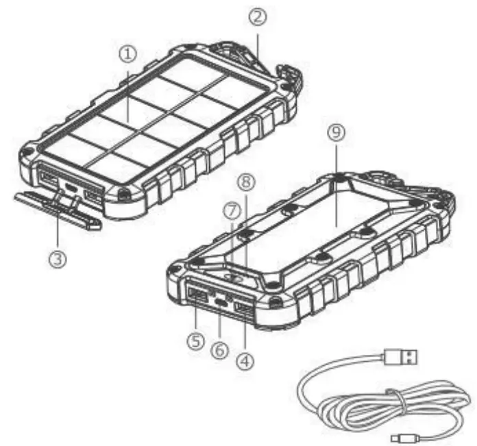 RYOKO 153A Epower 20000mAh Solar Power Bank -