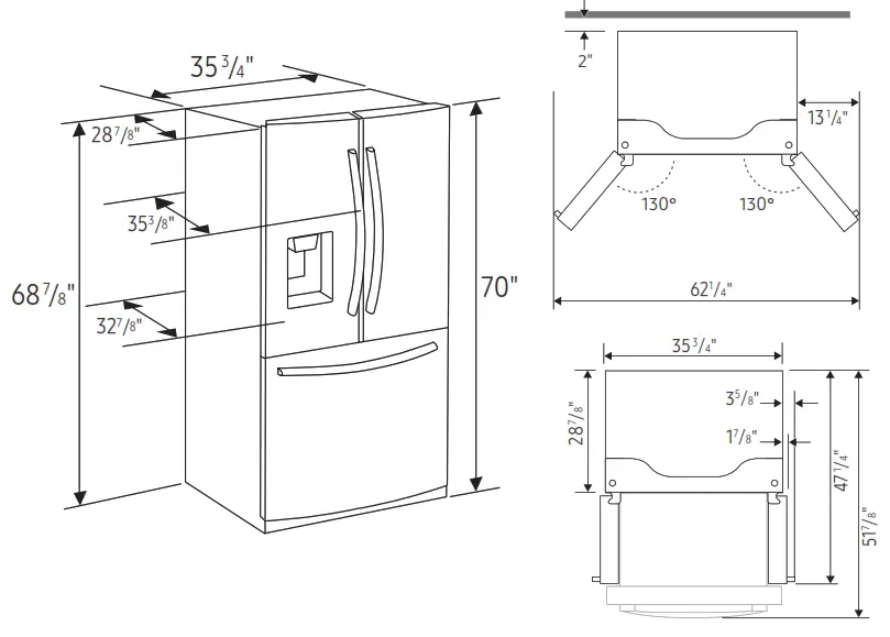 3-Door French Door Refrigerator - Dimensions