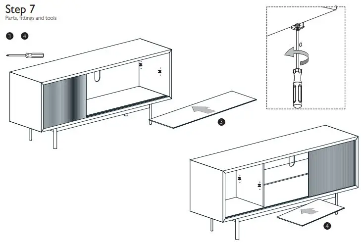 JOHN LEWIS Fluted Glass Sideboard - Product assembly Step 7
