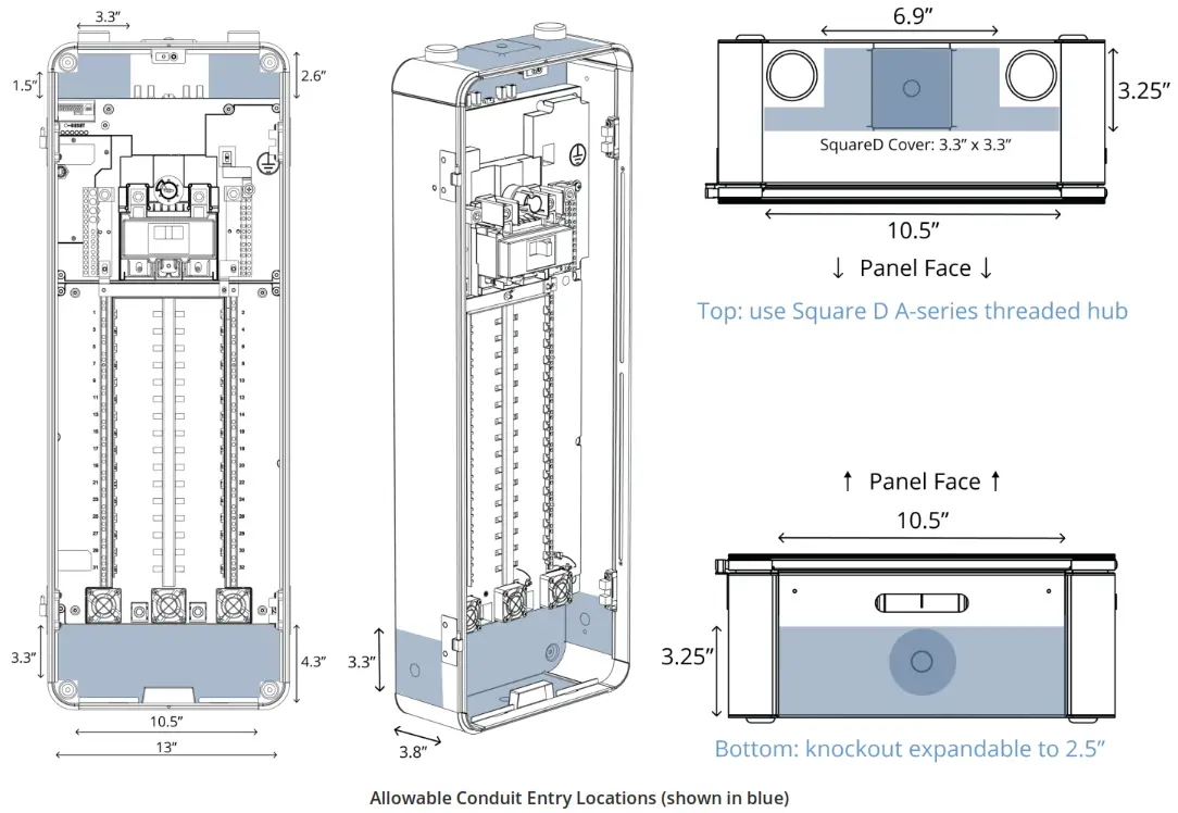 SPAN SPN-1-00800 Smart Electrical Panel - Install Conduit