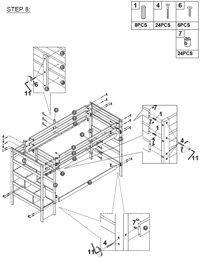 COSTWAY-HU10041-Twin-Bunk-Bed-with-Trundle-Drawer-FIG-10