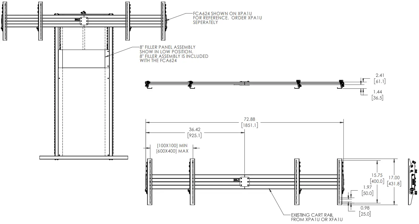 CHIEF FCA624 Fusion Dual Monitor Extension Accessory for XFA1U and XPA1U Carts - Fig 2