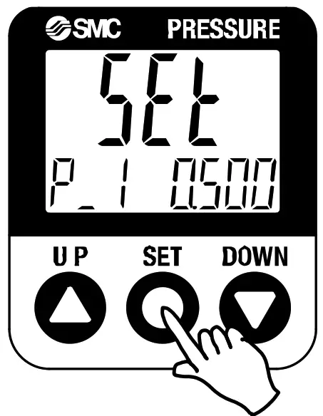 SMC ISE40G Series High Precision Digital Pressure Switch - DOWN button
