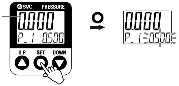 SMC ISE40G Series High Precision Digital Pressure Switch - Step Setting mode
