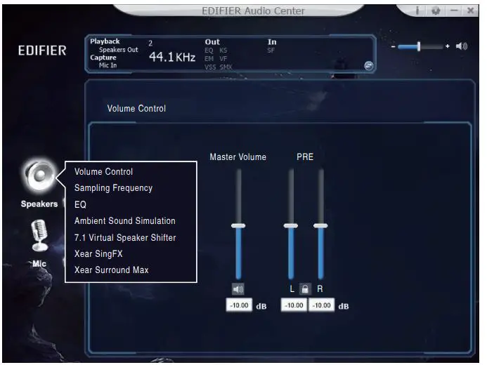 EDIFIER HECATE G4 7.1 Multi-channel Gaming Headphones User Guide - Speaker function interface