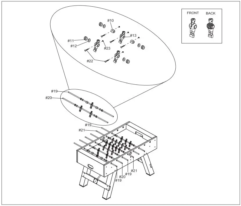 VIAVITO FT500 Football Table Owner's Manual - Assembly of Team Players