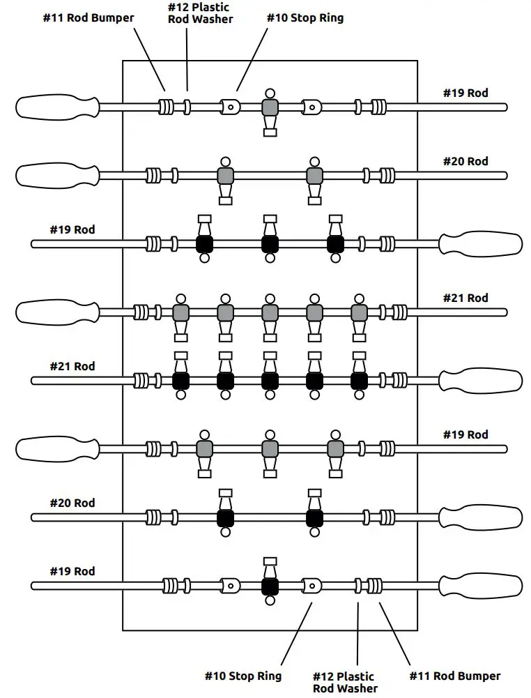 VIAVITO FT500 Football Table Owner's Manual - Assembly of Team Players