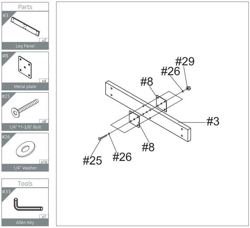 VIAVITO FT500 Football Table Owner's Manual - Attach (#8) Metal Plates
