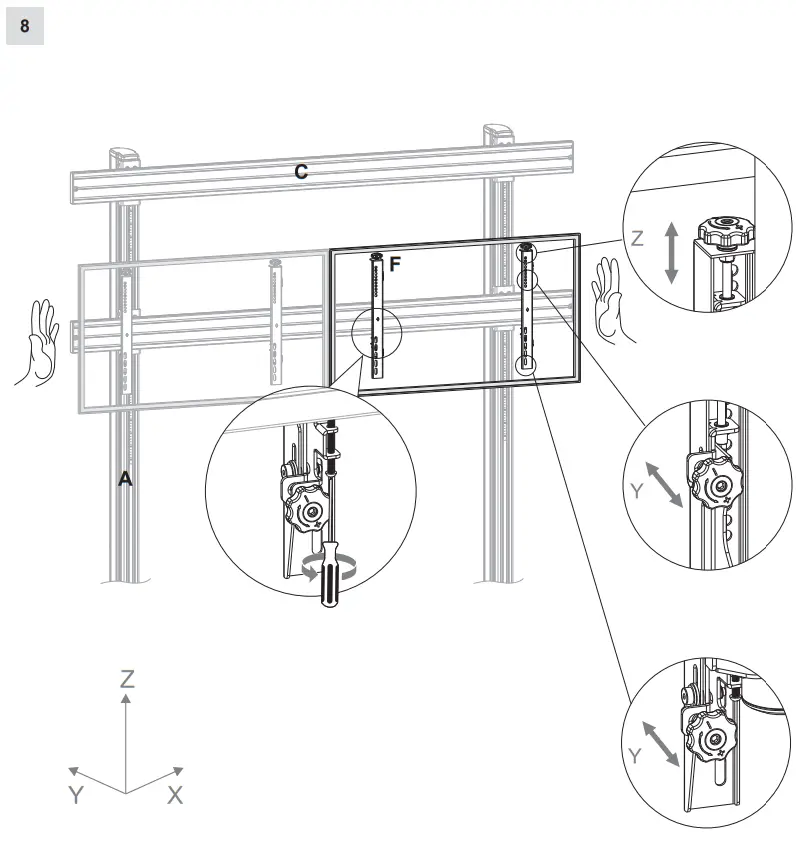 HAGOR HA VWT 3x2 Portrait Video Wall Trolley - fig 6
