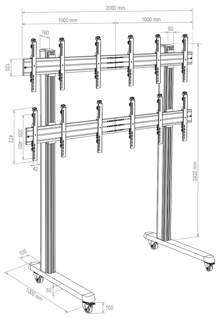 HAGOR HA VWT 3x2 Portrait Video Wall Trolley - fig 9