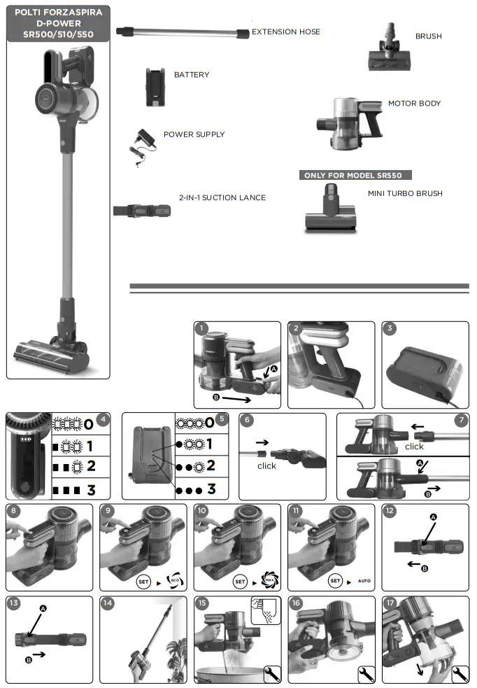 POLTI FORZASPIRA D-POWER SR550 Handheld Vacuum Cleaner Grey Green - fig 1