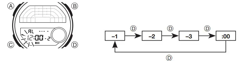CASIO Watch 5627 - set an alarm time