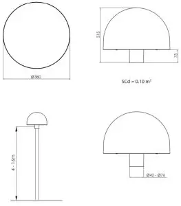 VIZULO Blackbird Mushroom LED Street Luminaire - Dimensions