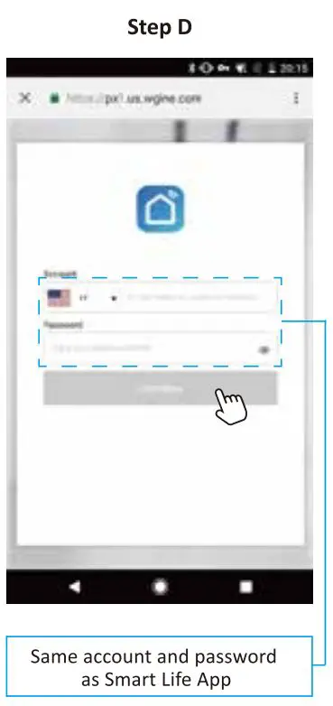 Ustellar B099Z9V3KM Smart Monitor Light Bar User Guide - Enter Your Smart Life App Account and password to bind Smart Life account to Google assistant