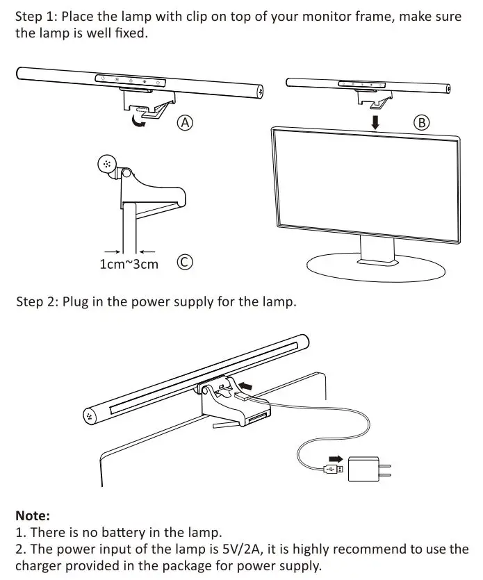 Ustellar B099Z9V3KM Smart Monitor Light Bar User Guide - Installation