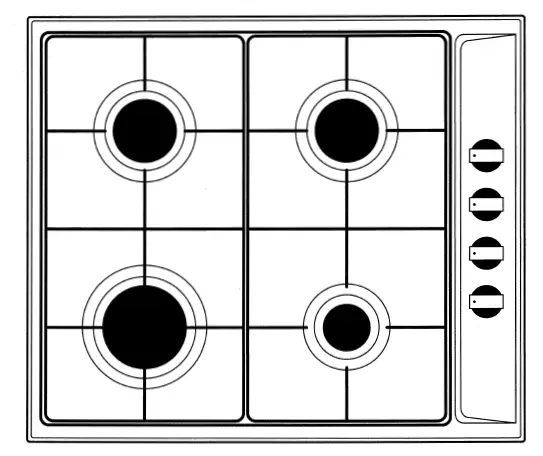 kitchenplus KP50A Stainless Steel 4 Burner Gas Hob fig 1