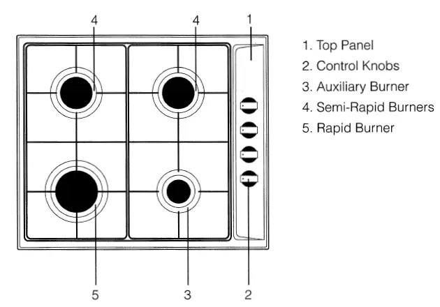 kitchenplus KP50A Stainless Steel 4 Burner Gas Hob fig 2