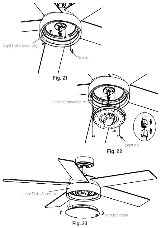 KICHLER 300322 52 Inch Compass LED Ceiling Fan - ACRYLIC SHADE