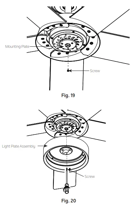 KICHLER 300322 52 Inch Compass LED Ceiling Fan - LIGHT PLATE ASSEMBLY