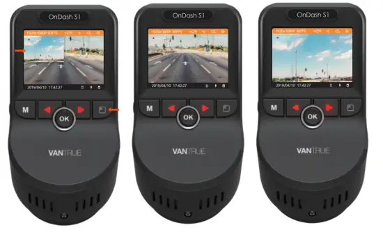 VANTRUE S1 4K Dash Cam Built in GPS Front 4K and Rear 1080P Dash Camera - Switch the view option or resolution