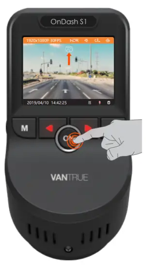 VANTRUE S1 4K Dash Cam Built in GPS Front 4K and Rear 1080P Dash Camera - Taking a Photo