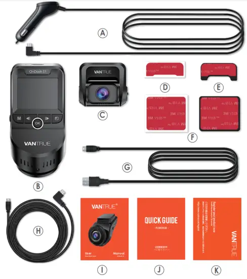 VANTRUE S1 4K Dash Cam Built in GPS Front 4K and Rear 1080P Dash Camera - box