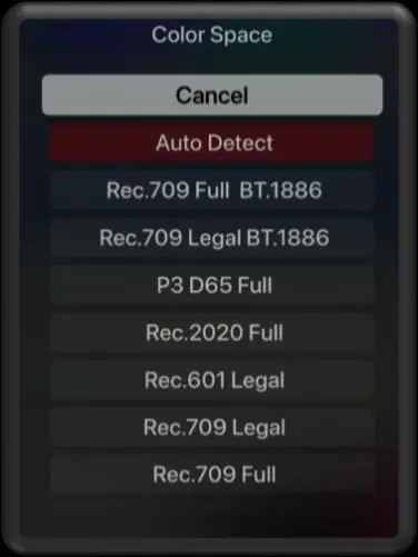 Streambox Media Player for Apple TV 4K - Color Space Settings