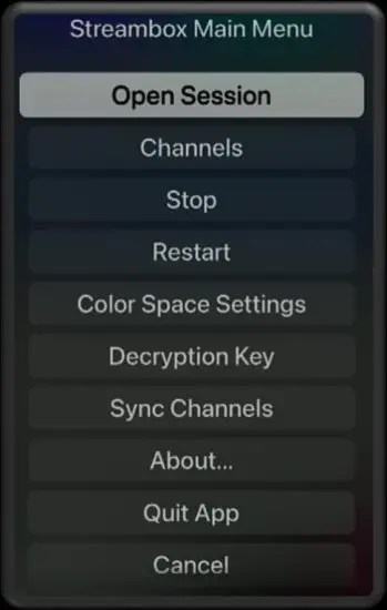 Streambox Media Player for Apple TV 4K - Main Menu