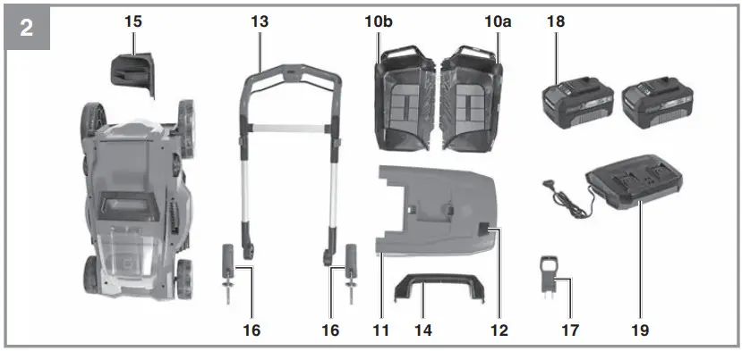 Einhell RASARRO 36 Cordless Lawn Mower - Fig 1