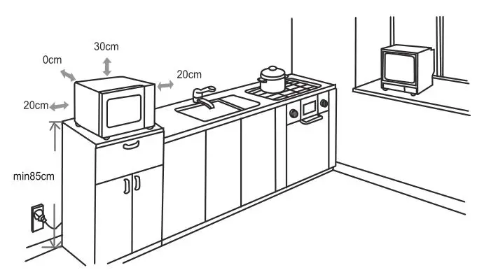 Midea MM720CGE Microwave and Electronic Oven - elect a level surface that provide enough