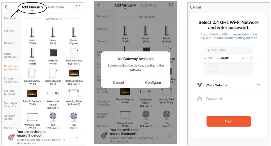 Rinnai BEPH10DTWF Electric Panel Heater -prompts on the screen