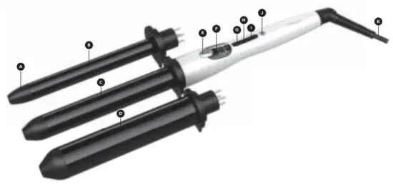 CT6350 Carmen 3 In 1 Pro Curler - overview