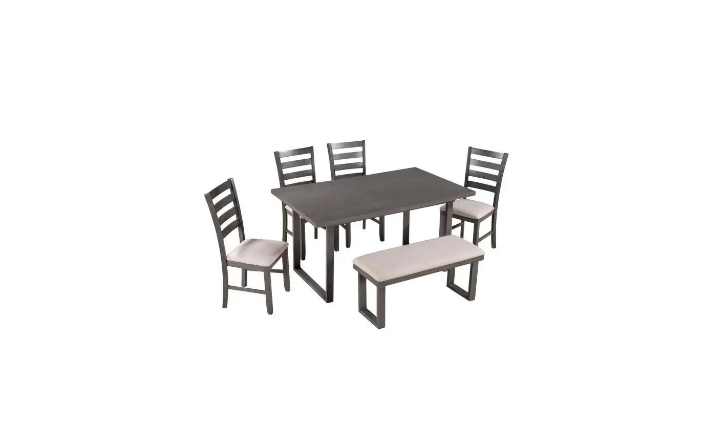 Qualfurn Wf283866 6-piece Rrectangle Wood Top Gray Family Dining Table Set Instruction Manual
