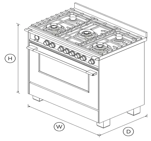 FISHER PAYKEL OR90SCG6R1 Freestanding Cooker - DIMENSIONS