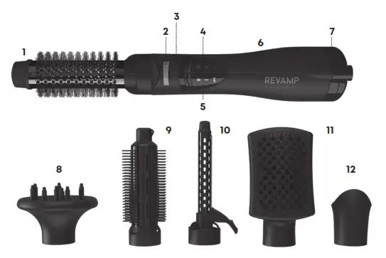 REVAMP DR-1250 Progloss Airstyle Professional 1100w Air Styler - FEATURES