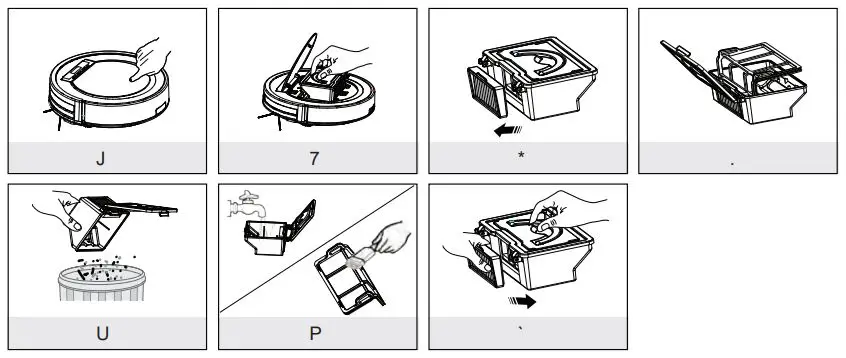 Pure Clean Smart Robot Vacuum User Manual - Cleaning dust bin and filter