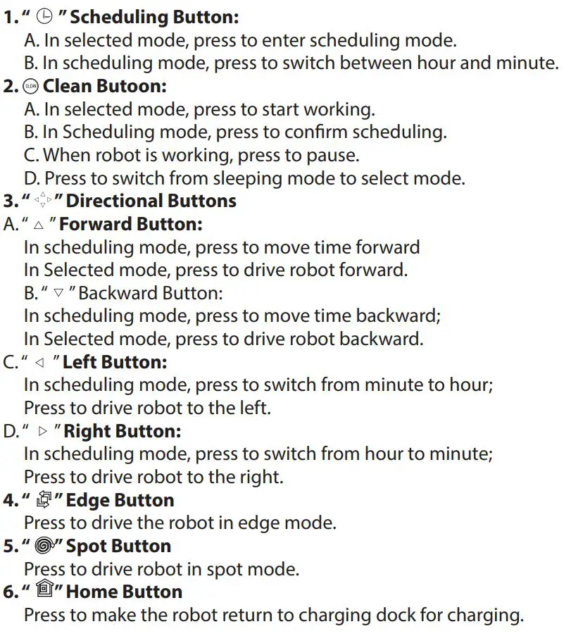 Pure Clean Smart Robot Vacuum User Manual - Remote Control button overview