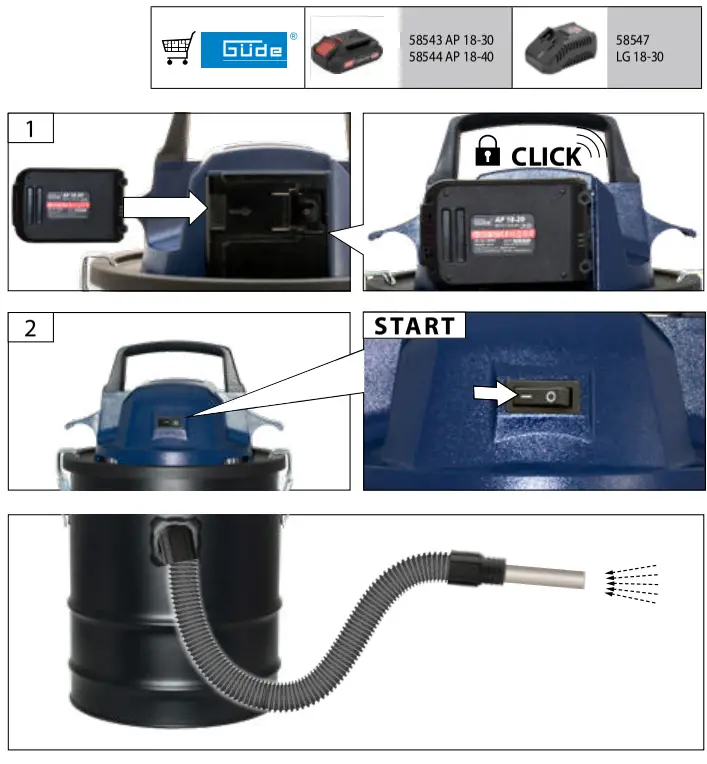Gude AS 18-201-05 Ash Vacuum Cleaner Fig 3
