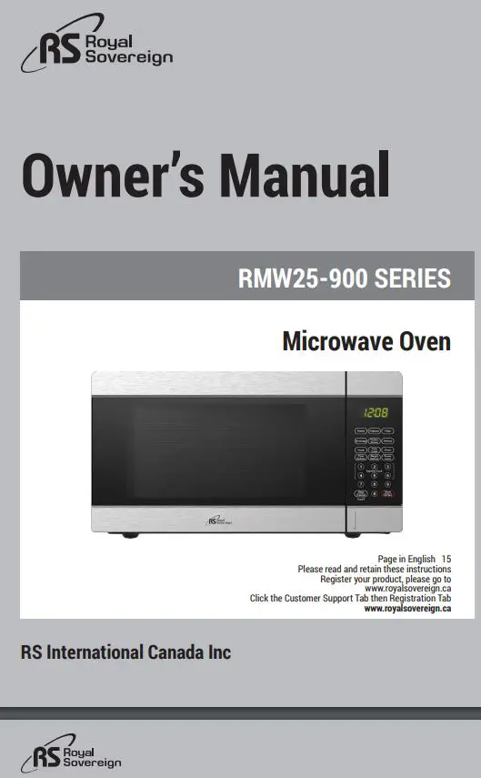 Royal Sovereign RMW25-900 Countertop Microwave Oven Owner's Manual